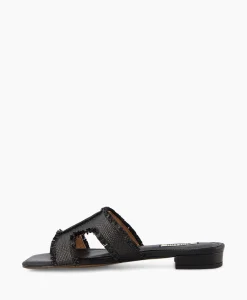 Dames Bibi Lou Sandalen*Sandaal Zonder Hak Rafia Zwart