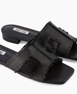 Dames Bibi Lou Sandalen*Sandaal Zonder Hak Rafia Zwart