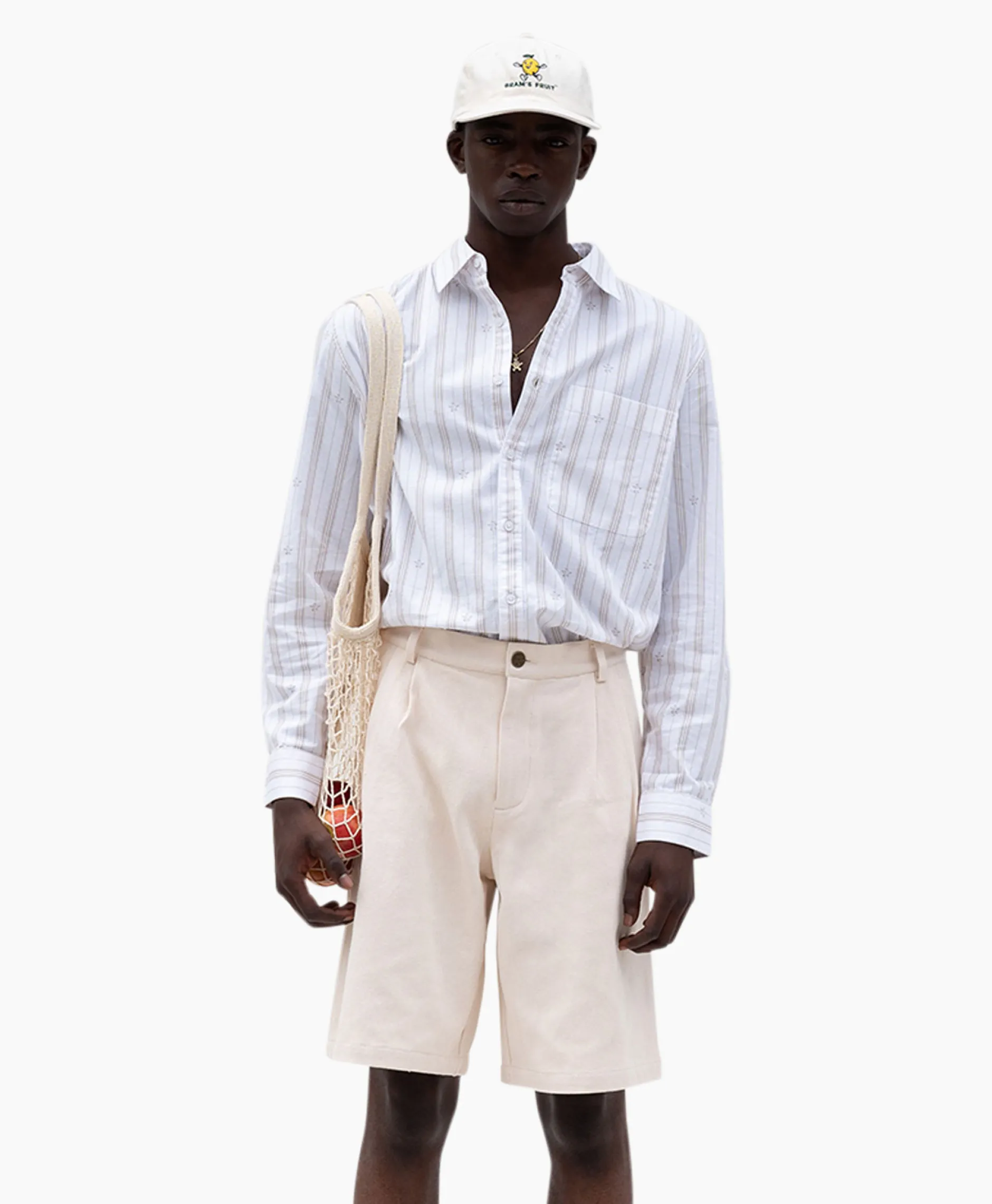 Heren Bram's Fruit Overhemden*Bram's Fruit Overhemd Lemon Pattern Shi Beige