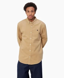 Heren Carhartt Wip Overhemden*Overhemd L/S Madison Fine Cord Beige