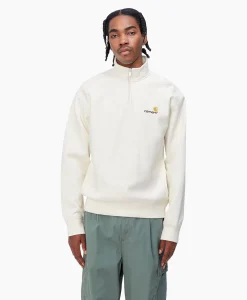 Heren Carhartt Wip Truien*Sweater Half Zip American Script Ecru