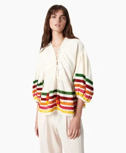 Dames Chufy Blouses*Blouse Liberty Embroidered Off White