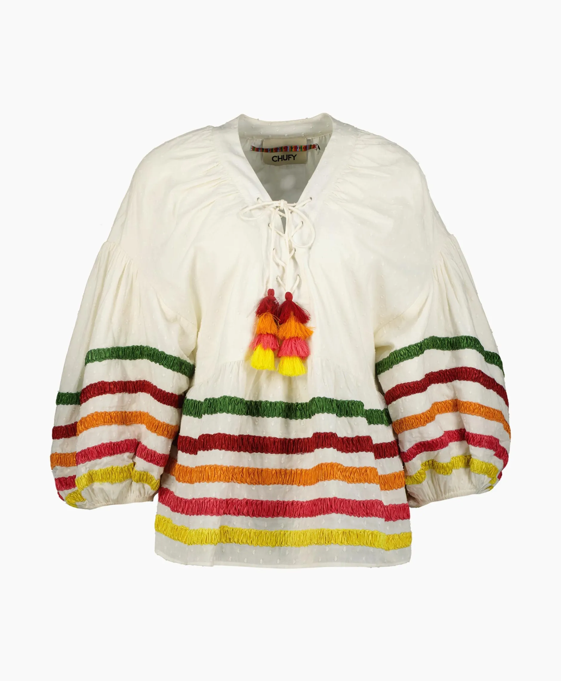 Dames Chufy Blouses*Blouse Liberty Embroidered Off White