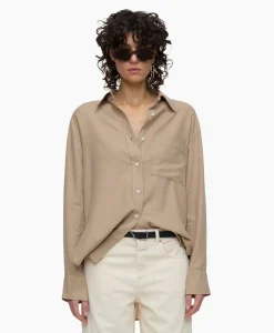 Dames Closed Blouses*Blouse Shirt With Pocket Grijs