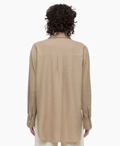 Dames Closed Blouses*Blouse Shirt With Pocket Grijs