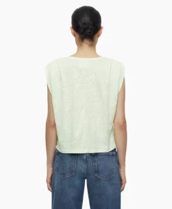Dames Closed T-Shirts & Tops*Top Pleated Sleeveless Licht Groen