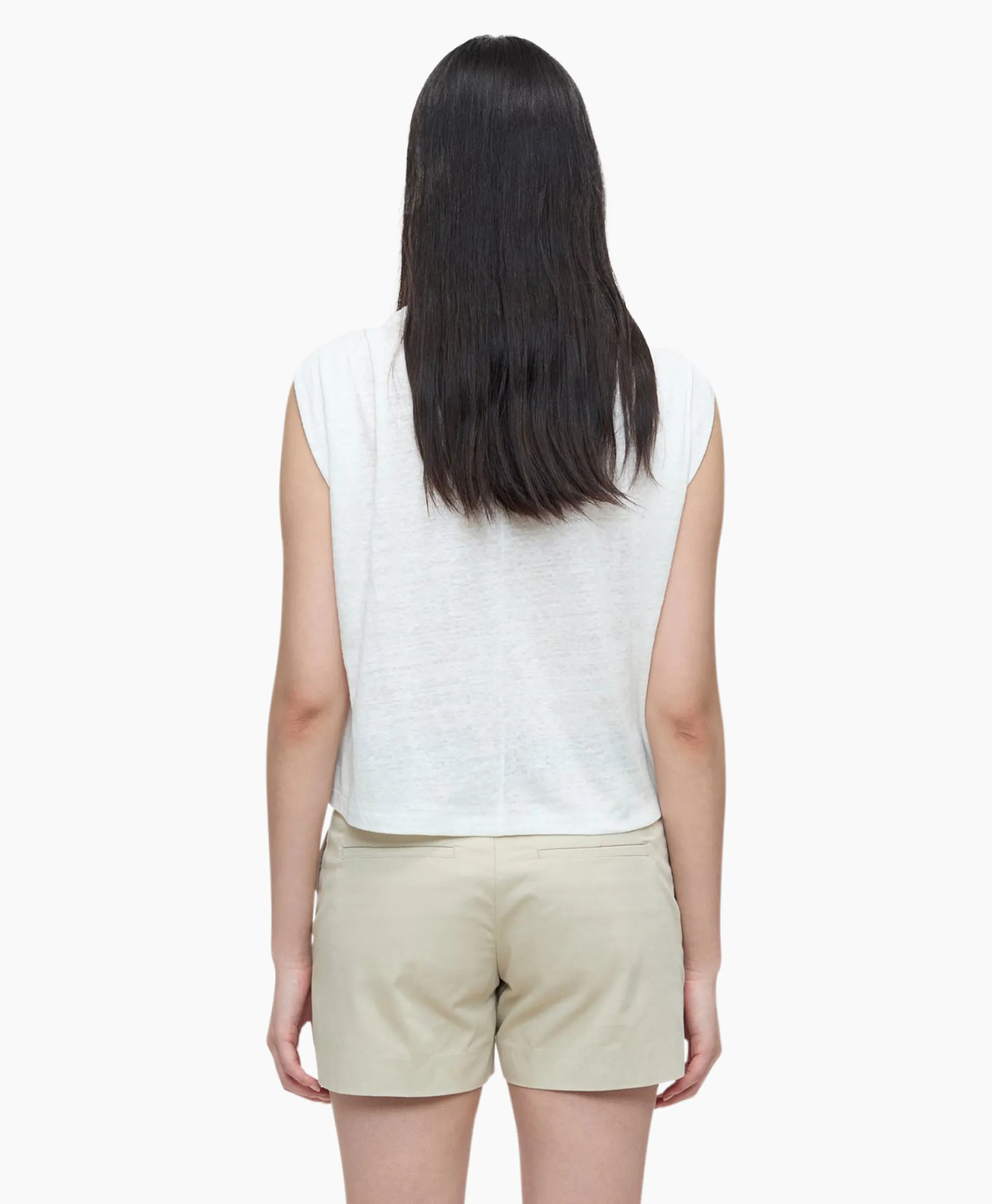 Dames Closed T-Shirts & Tops*Top Pleated Sleeveless Ecru