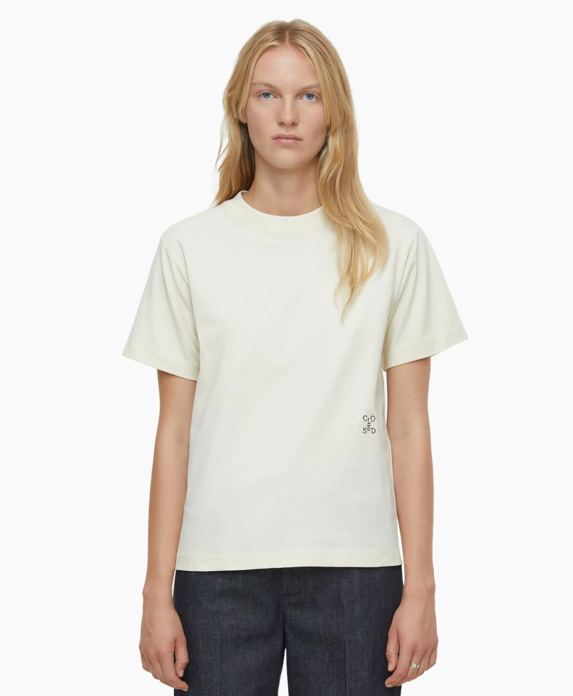 Dames Closed T-Shirts & Tops*T-Shirt Korte Mouw Basic Ecru