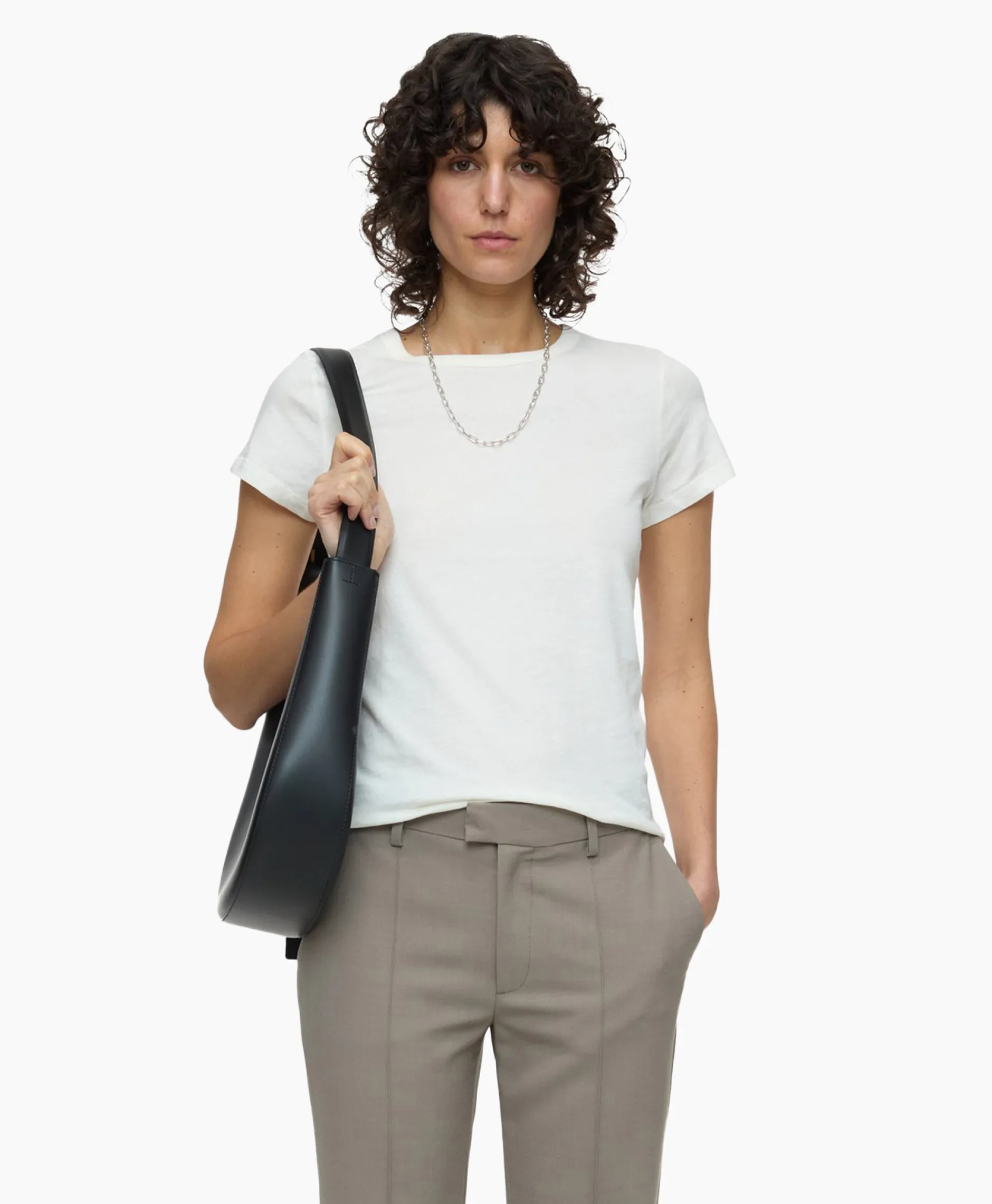 Dames Closed T-Shirts & Tops*T-Shirt Korte Mouw Crew Neck Short Sleeve Ecru