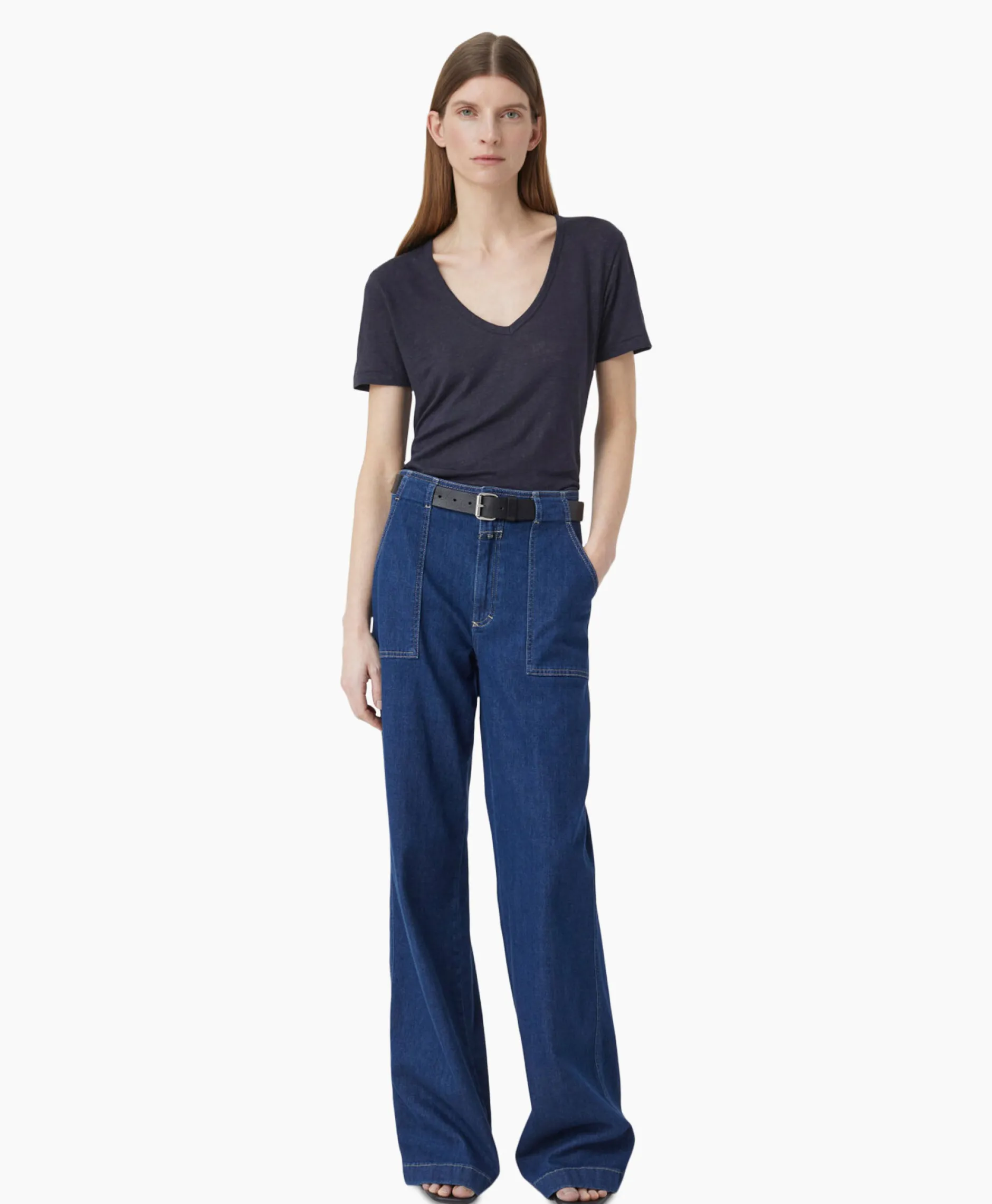 Dames Closed T-Shirts & Tops*T-Shirt Korte Mouw V-Neck Blauw