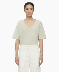 Dames Closed T-Shirts & Tops*T-Shirt Korte Mouw V-Neck Short Sleeve Ivoor / Naturel