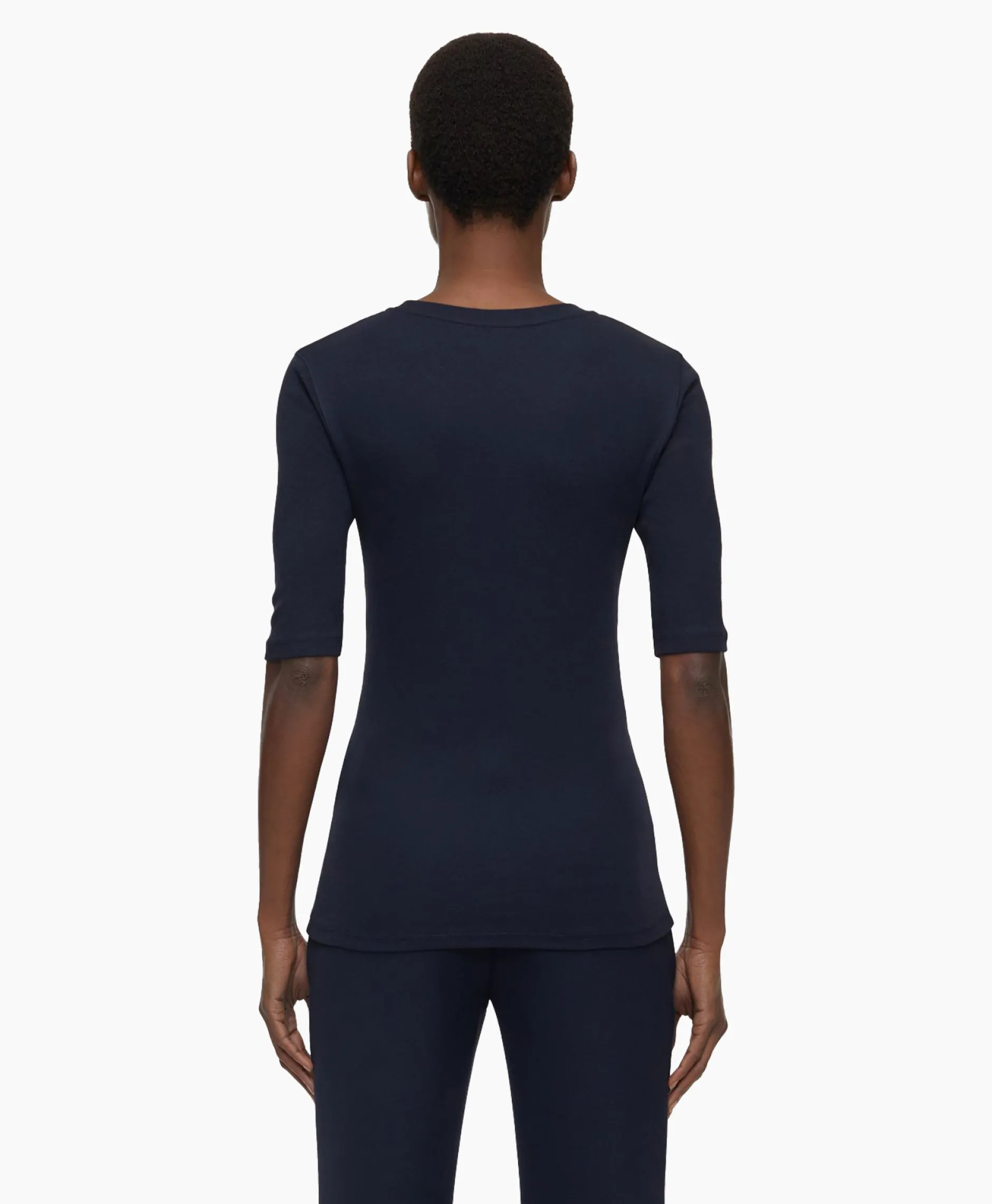 Dames Closed T-Shirts & Tops*T-Shirt Korte Mouw Crewneck Short Sleeve Donker Blauw