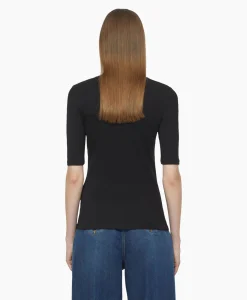 Dames Closed T-Shirts & Tops*T-Shirt Korte Mouw Crewneck Short Sleeve Zwart