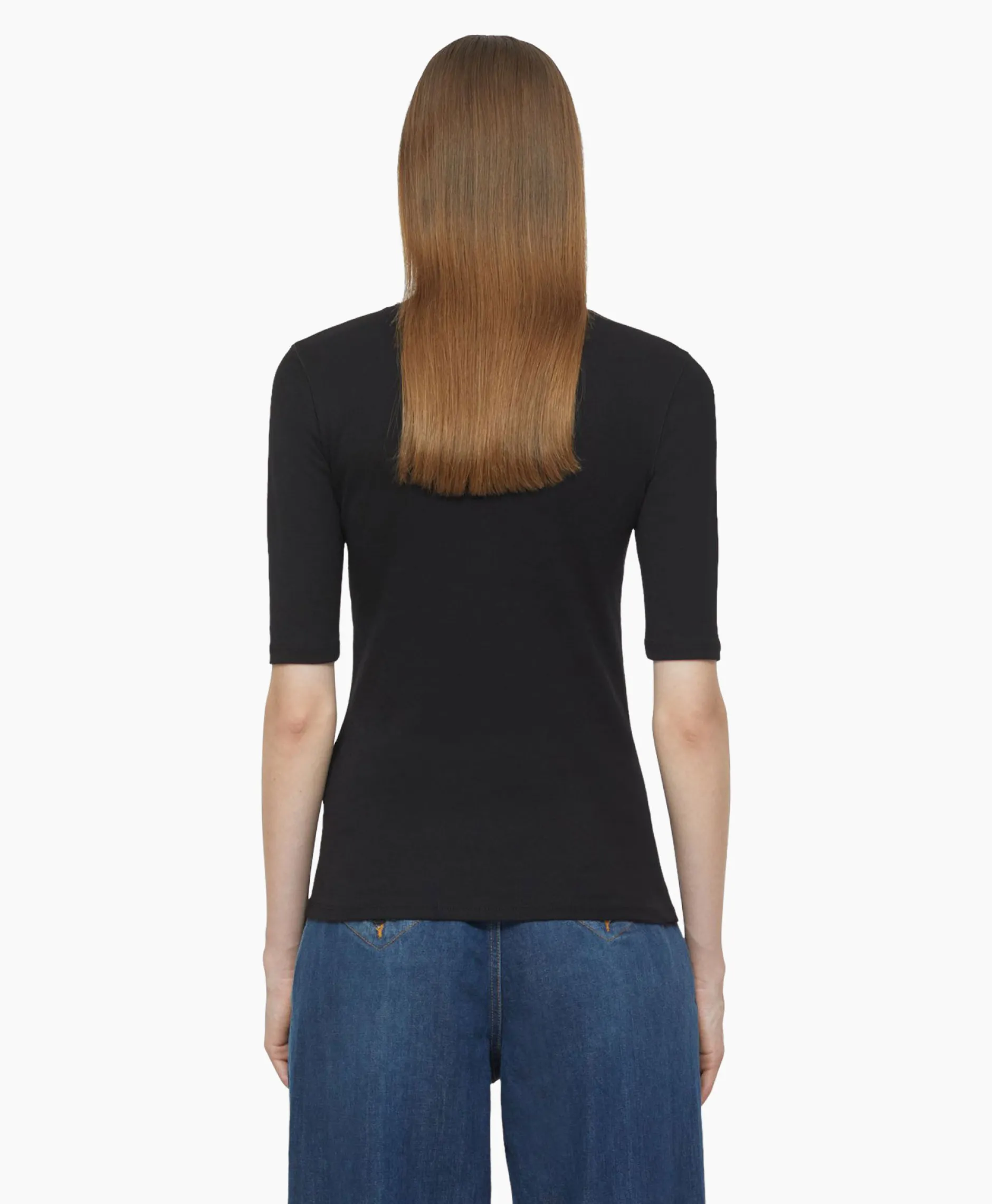 Dames Closed T-Shirts & Tops*T-Shirt Korte Mouw Crewneck Short Sleeve Zwart