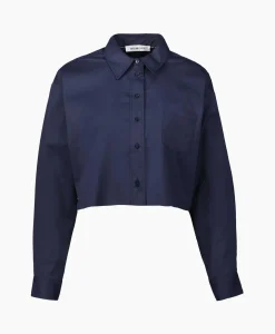 Dames Co'couture Blouses*Co'Couture Blouse Cotton Crisp Crop Donker Blauw