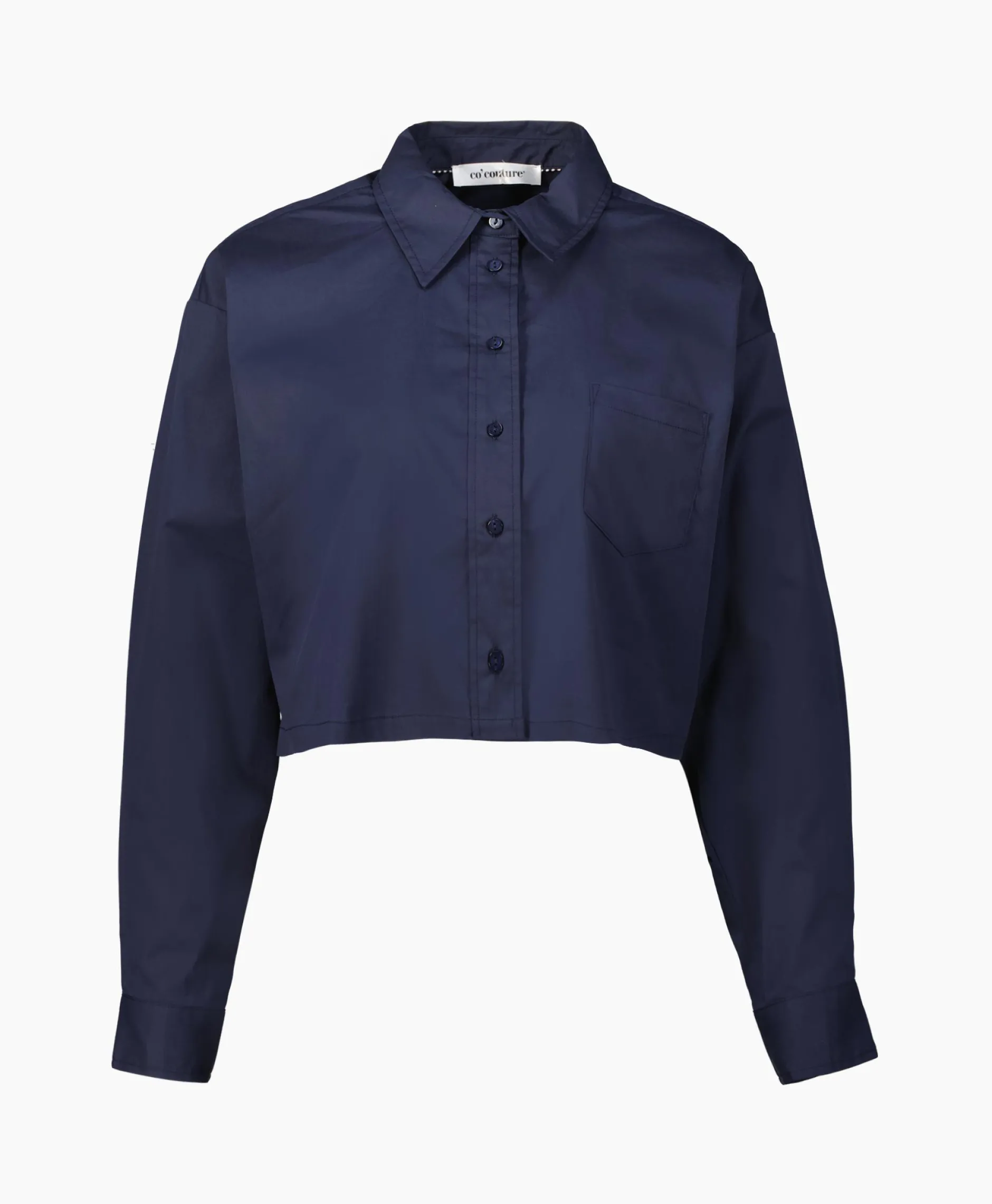 Dames Co'couture Blouses*Co'Couture Blouse Cotton Crisp Crop Donker Blauw