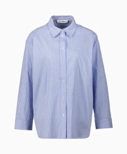 Dames Co'couture Blouses*Co'Couture Blouse Double Cuff Stripe Licht Blauw