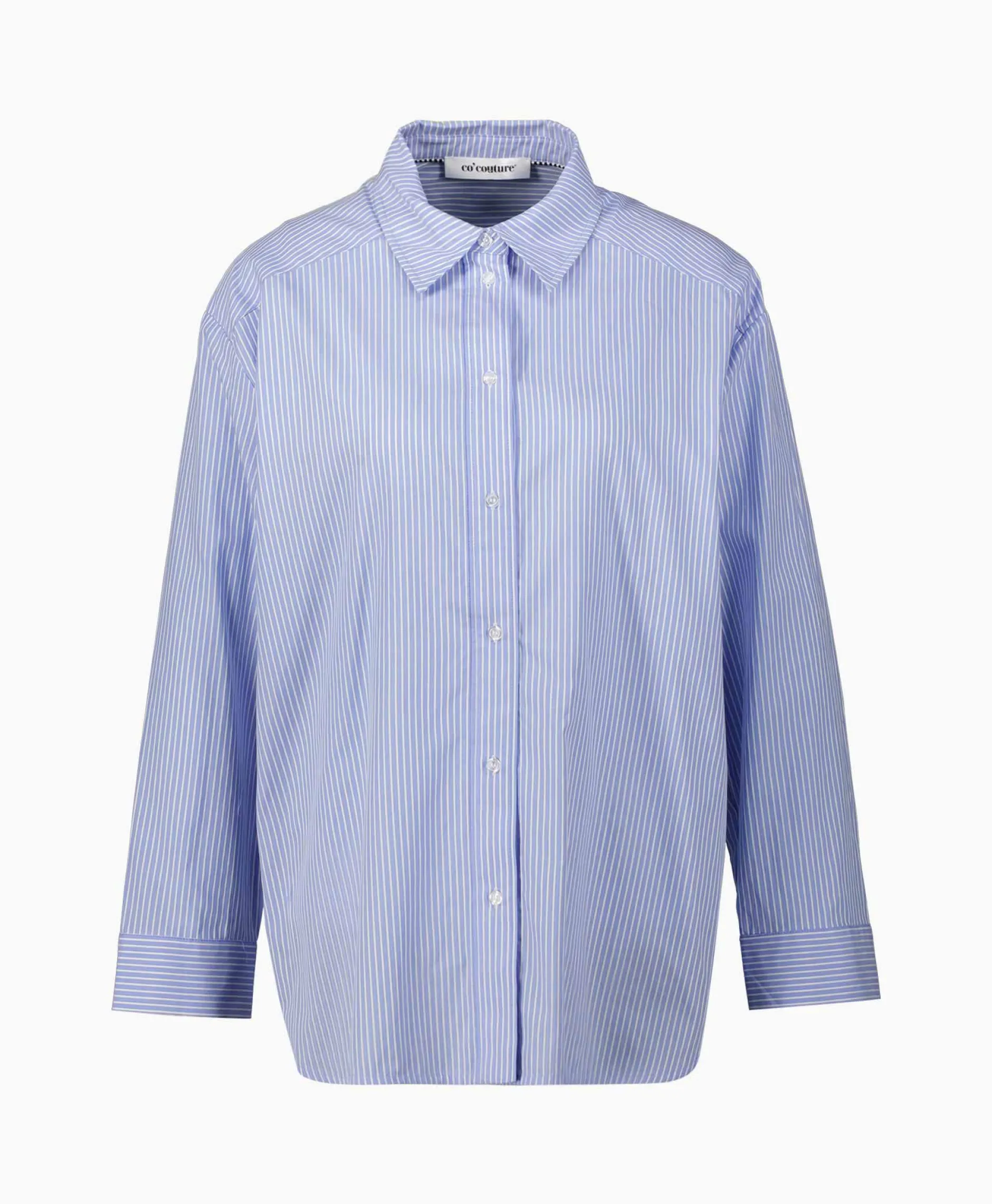 Dames Co'couture Blouses*Co'Couture Blouse Double Cuff Stripe Licht Blauw
