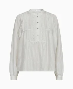 Dames Co'couture Blouses*Co'Couture Blouse Selma Placket Wit