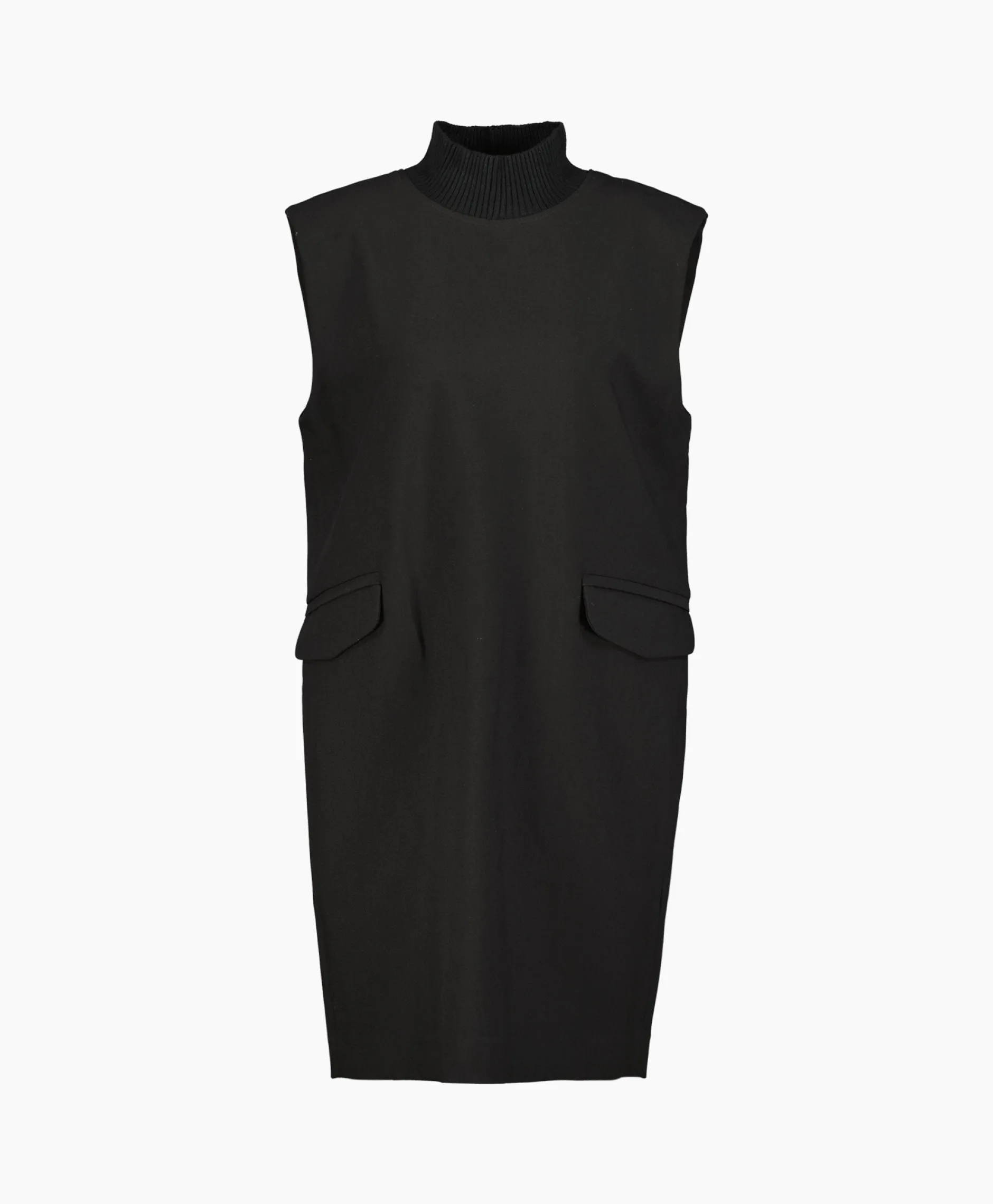 Dames Co'couture Jurken*Co'Couture Mini Jurk Volacc Rib Turtleneck Zwart