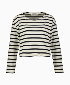 Dames Co'couture Truien*Co'Couture Pullover Classic Stripe Crop Off White