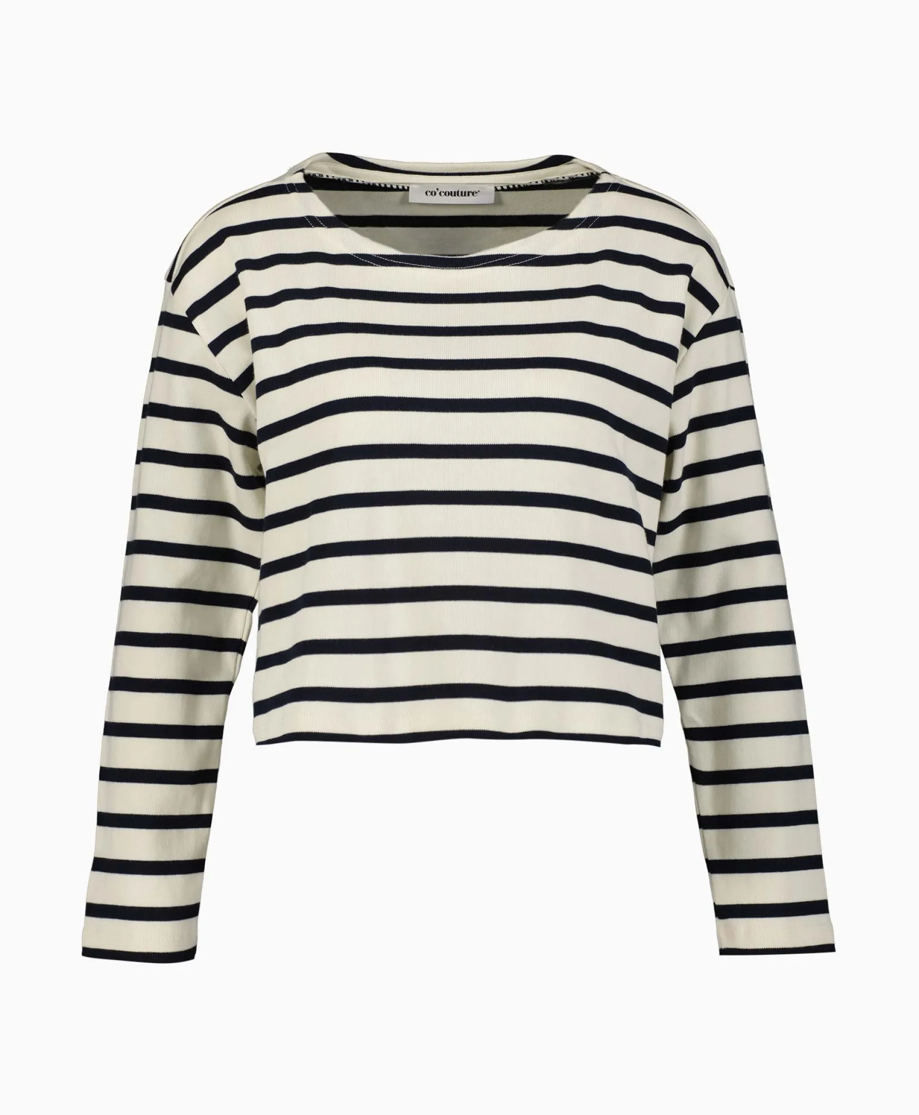 Dames Co'couture Truien*Co'Couture Pullover Classic Stripe Crop Off White