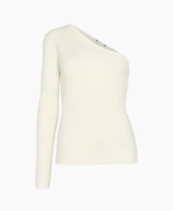 Dames Co'couture Truien*Co'Couture Sweater Badu Asym Rib Knit Off White