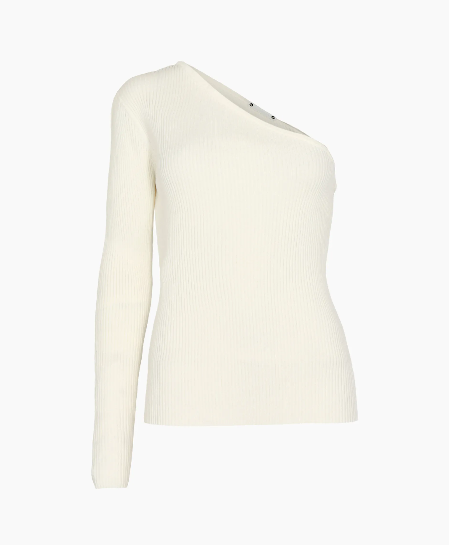 Dames Co'couture Truien*Co'Couture Sweater Badu Asym Rib Knit Off White
