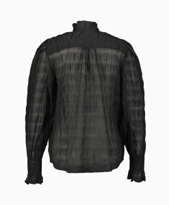 Dames Co'couture Blouses*Co'Couture T-Shirt Korte Mouw Structurecc Line Frill Zwart