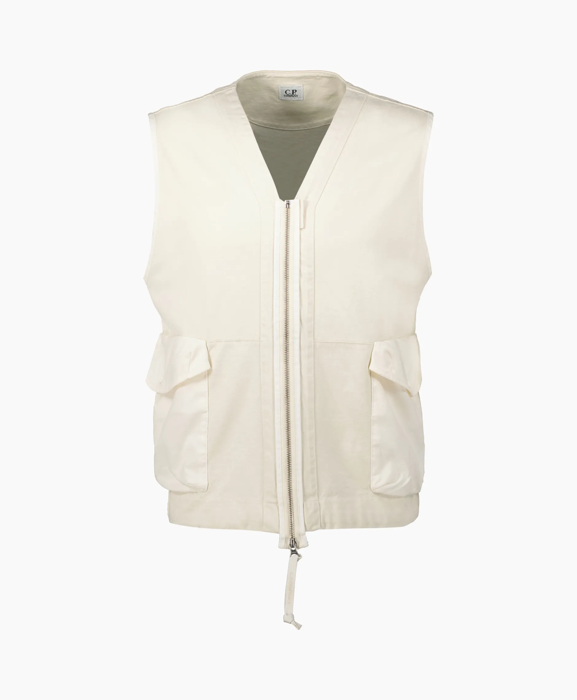 Heren Cp Company Jassen*Bodywarmer Heavy Jersey Mixed Zipped Wit