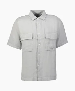 Heren Cp Company Overhemden*Overhemd Linen Grijs