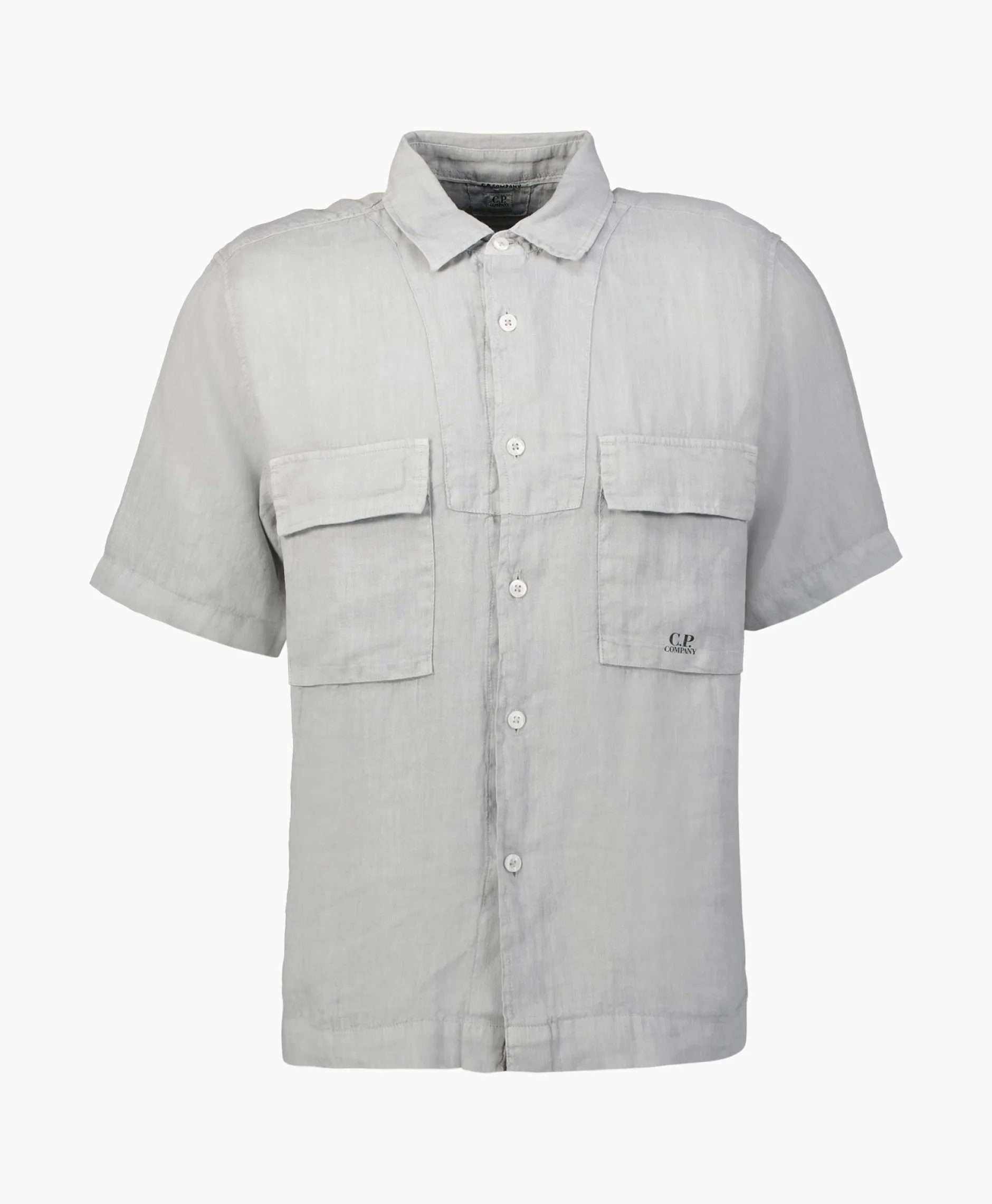 Heren Cp Company Overhemden*Overhemd Linen Grijs