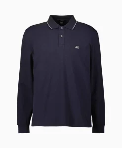 Heren Cp Company Polo's*Polo Stretch Piquet Regular Long Sleeve Donker Blauw