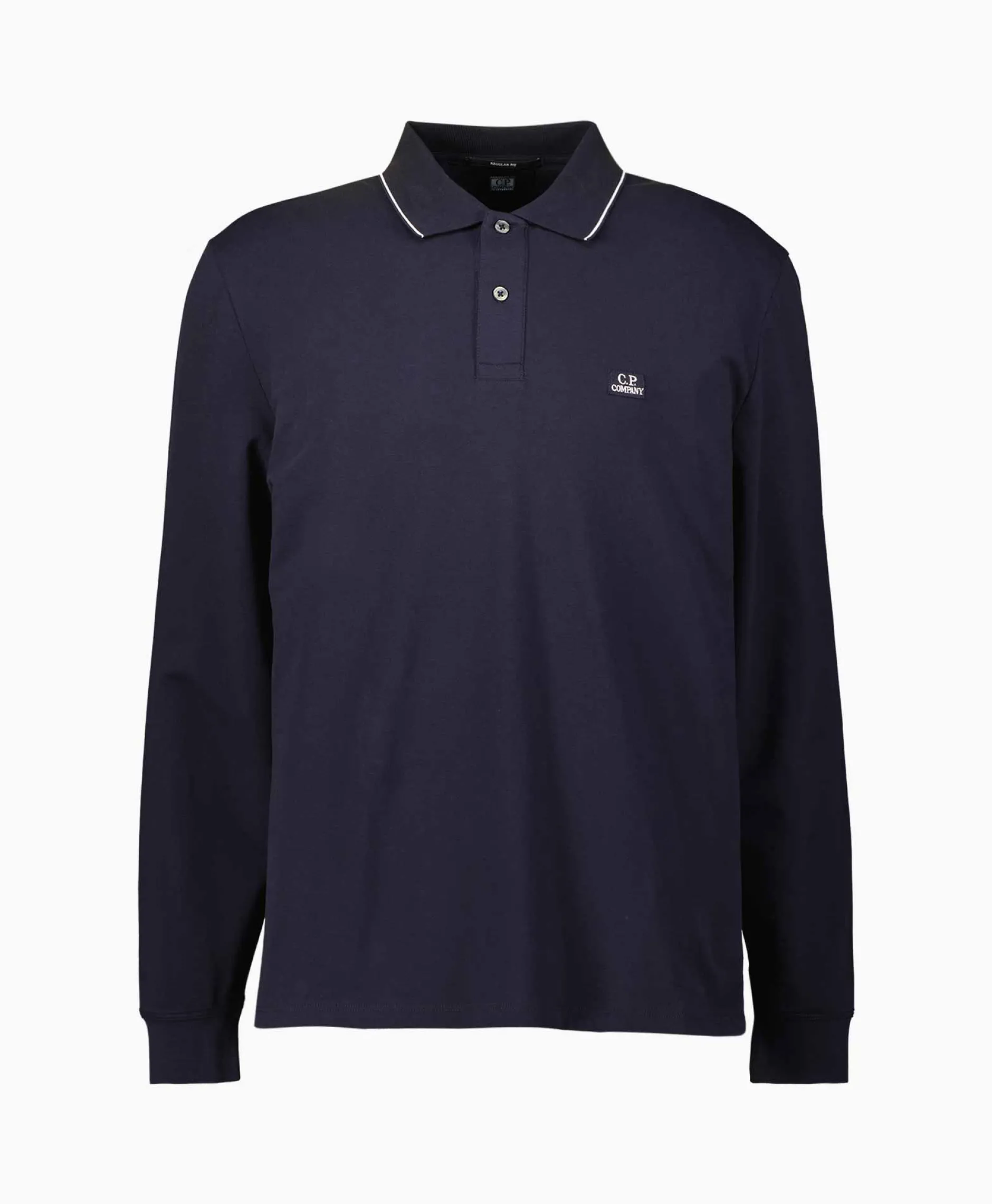 Heren Cp Company Polo's*Polo Stretch Piquet Regular Long Sleeve Donker Blauw