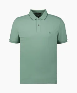 Heren Cp Company Polo's*Polo Stretch Piquet Striped Collar Licht Groen