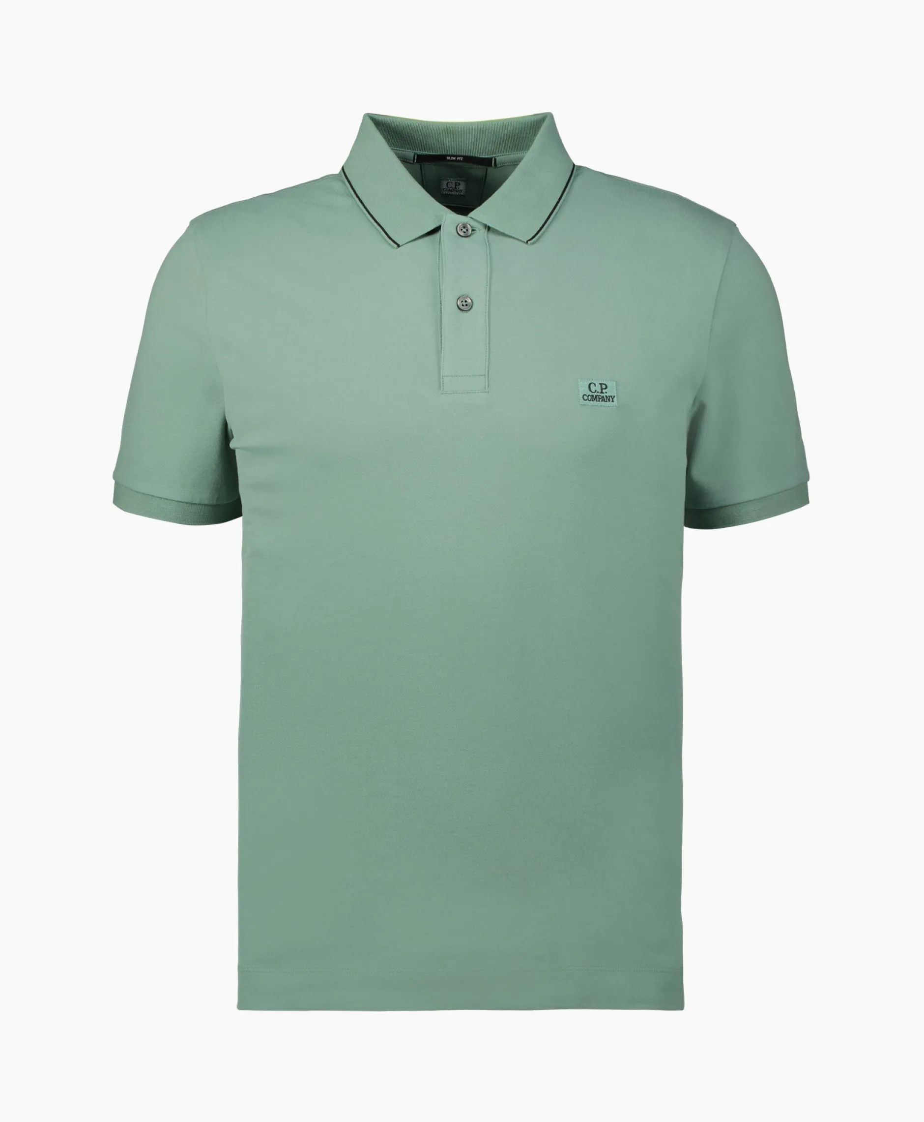 Heren Cp Company Polo's*Polo Stretch Piquet Striped Collar Licht Groen