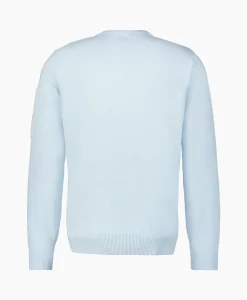 Heren Cp Company Truien*Pullover Cotton Crepe Knit Licht Blauw