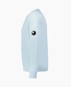 Heren Cp Company Truien*Pullover Cotton Crepe Knit Licht Blauw