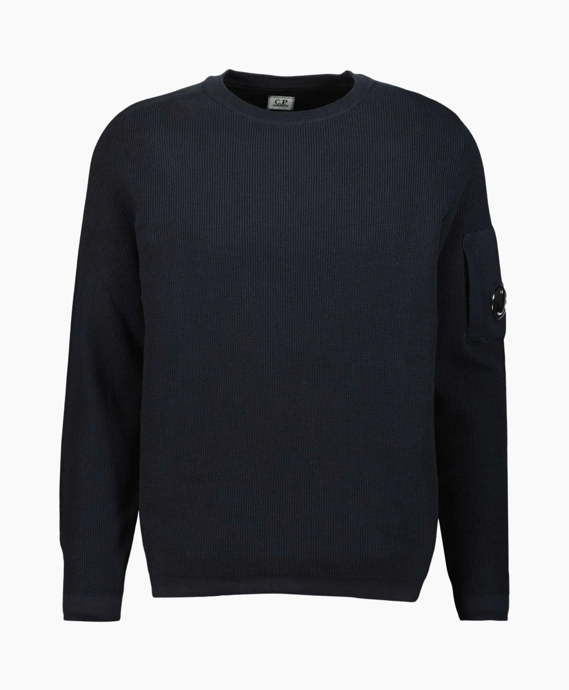 Heren Cp Company Truien*Pullover Sea Island Lens Ribbed Knit Donker Blauw