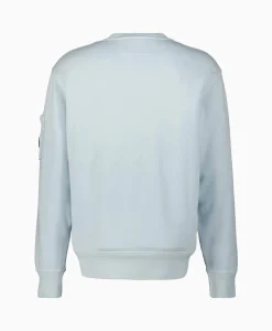 Heren Cp Company Truien*Sweater Cotton Diagonal Fleece Lens Licht Blauw