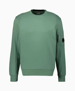 Heren Cp Company Truien*Sweater Diagonal Raised Fleece Licht Groen