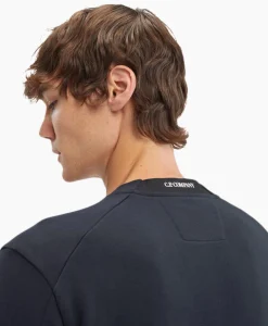 Heren Cp Company Truien*Sweater Diagonal Raised Fleece Donker Blauw