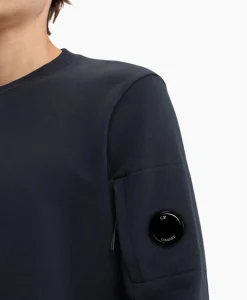 Heren Cp Company Truien*Sweater Diagonal Raised Fleece Donker Blauw