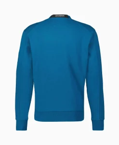 Heren Cp Company Truien*Sweater Diagonal Raised Fleece Blauw