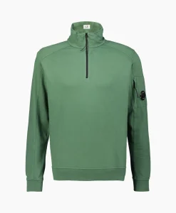Heren Cp Company Truien*Sweater Light Fleece Zipped Groen
