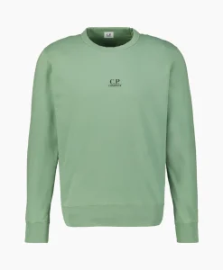 Heren Cp Company Truien*Sweater Light Fleece Logo Groen
