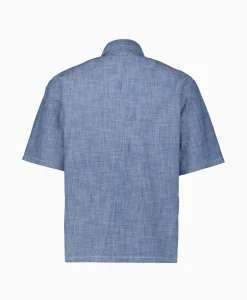 Heren Cp Company T-Shirts*T-Shirt Chambray Short Sleeved Logo Blauw