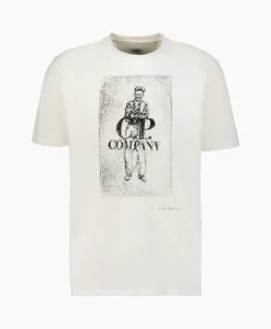 Heren Cp Company T-Shirts*T-Shirt Korte Mouw Jersey Artisinal Card Wit