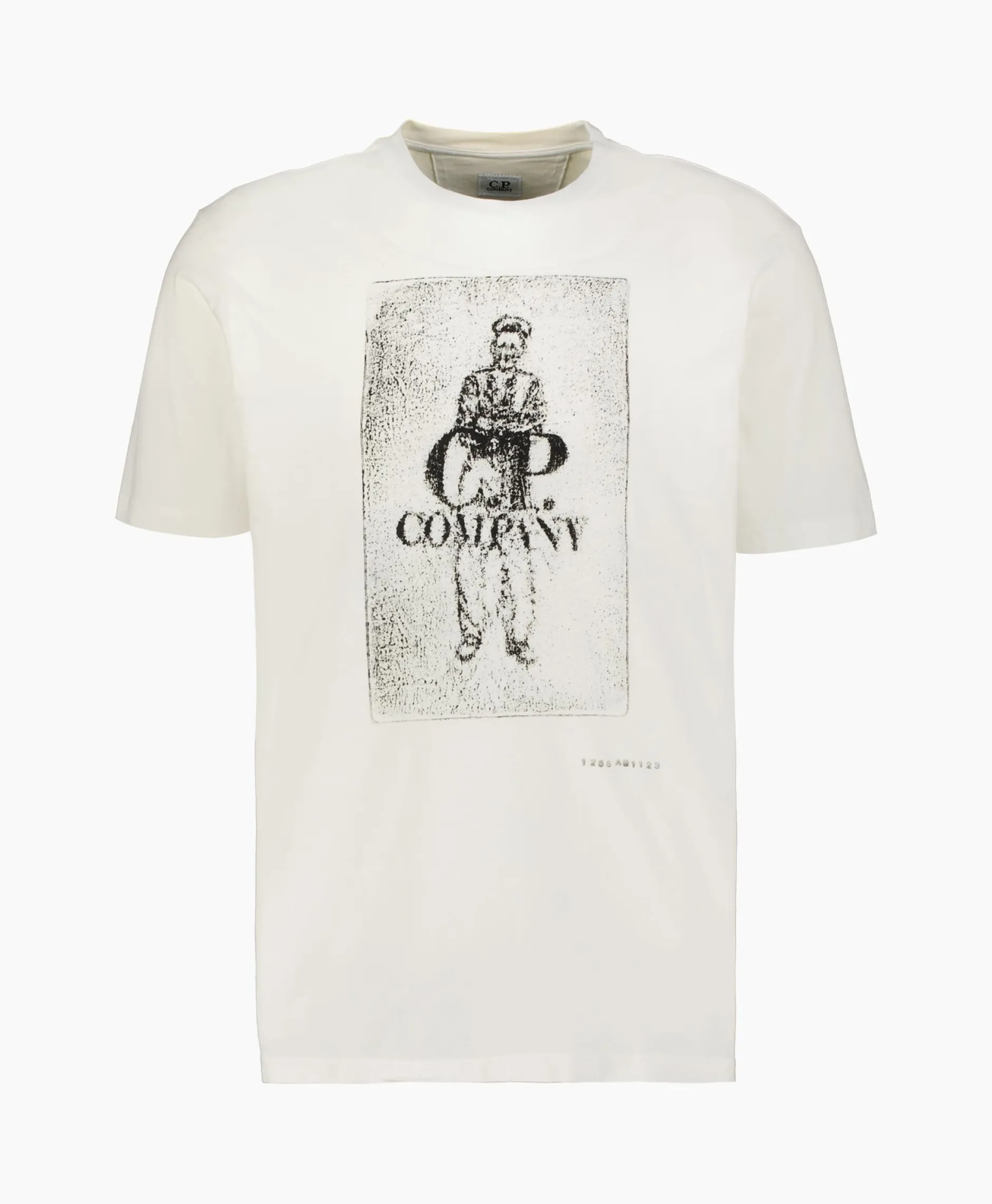 Heren Cp Company T-Shirts*T-Shirt Korte Mouw Jersey Artisinal Card Wit