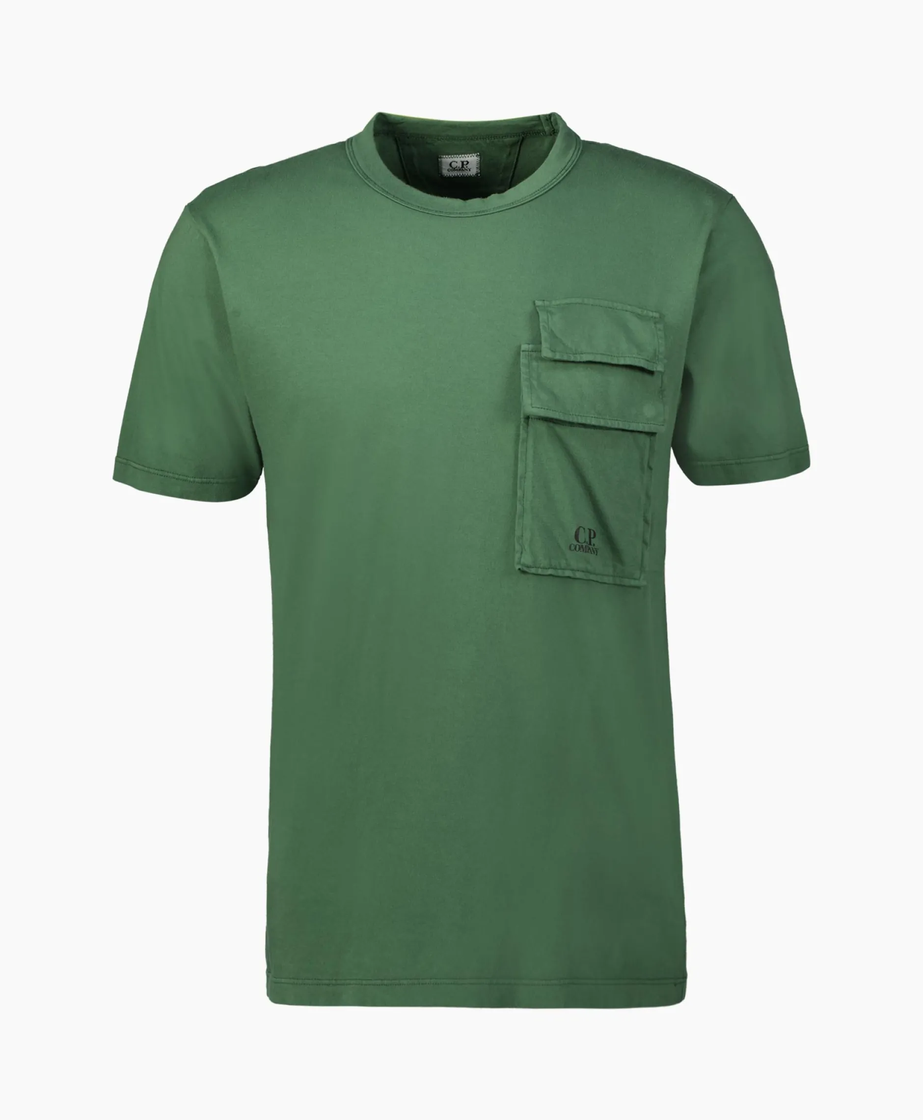 Heren Cp Company T-Shirts*T-Shirt Korte Mouw Jersey Flap Pocket Groen